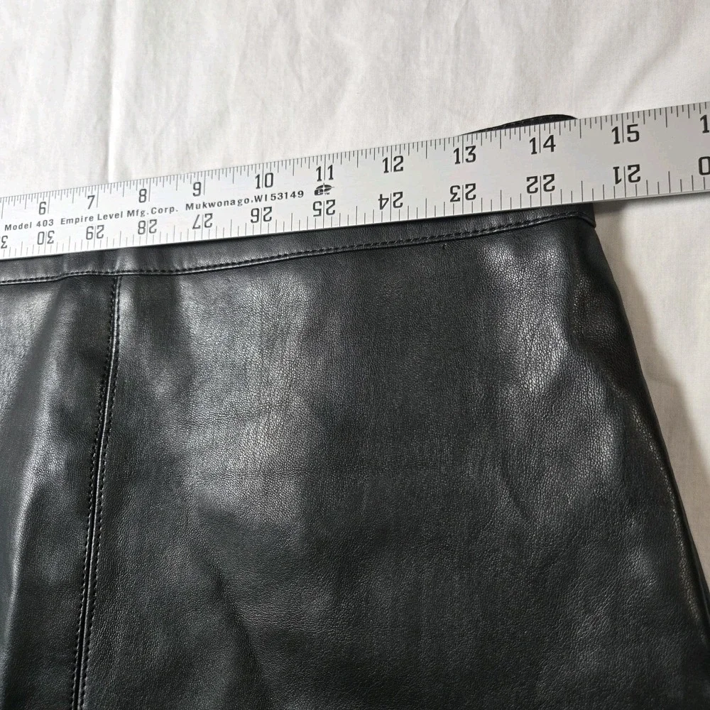 Double Zero Women Black Faux‎ Leather Skirt S